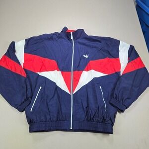 Puma Windbreaker Jacket Vintage 90s Colorblock Navy Red White Mens XL
